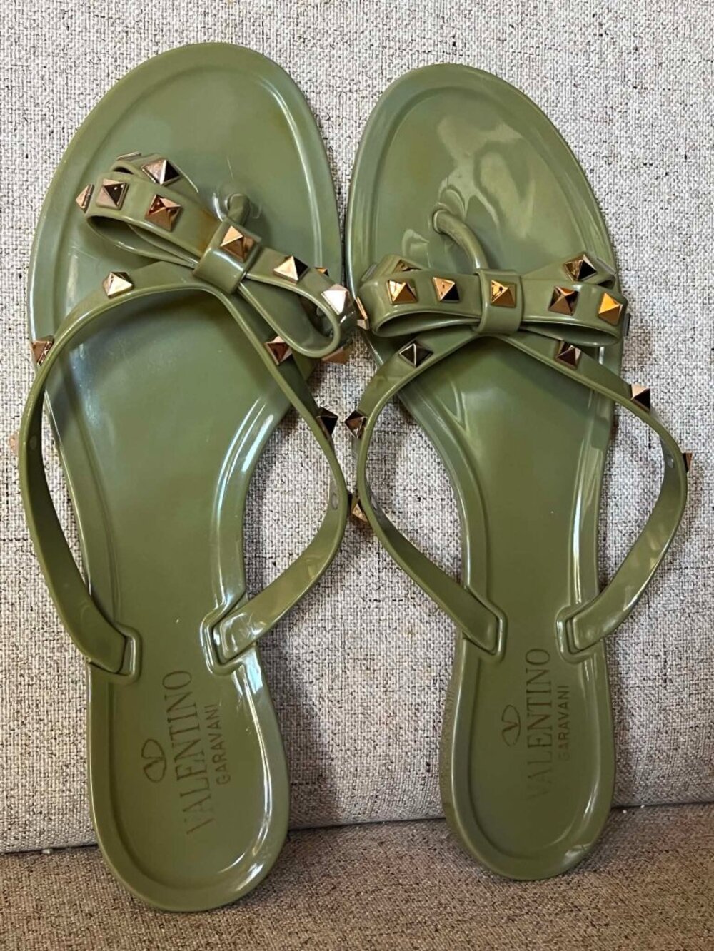 Valentino Garavani Rockstud Bow Sandals "Cleared Mint Green" Size 41/10